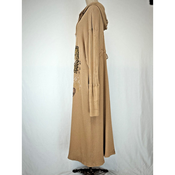 90's Vintage BLUE FISH Neutral Khaki Hooded Thermal Cotton Jacket OS #5-0174 USA - Picture 3 of 16